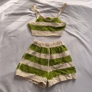 Rebellion Green and Cream Crochet Set